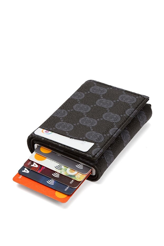 Men's Mechanized Card Holder and Wallet New241 - Black