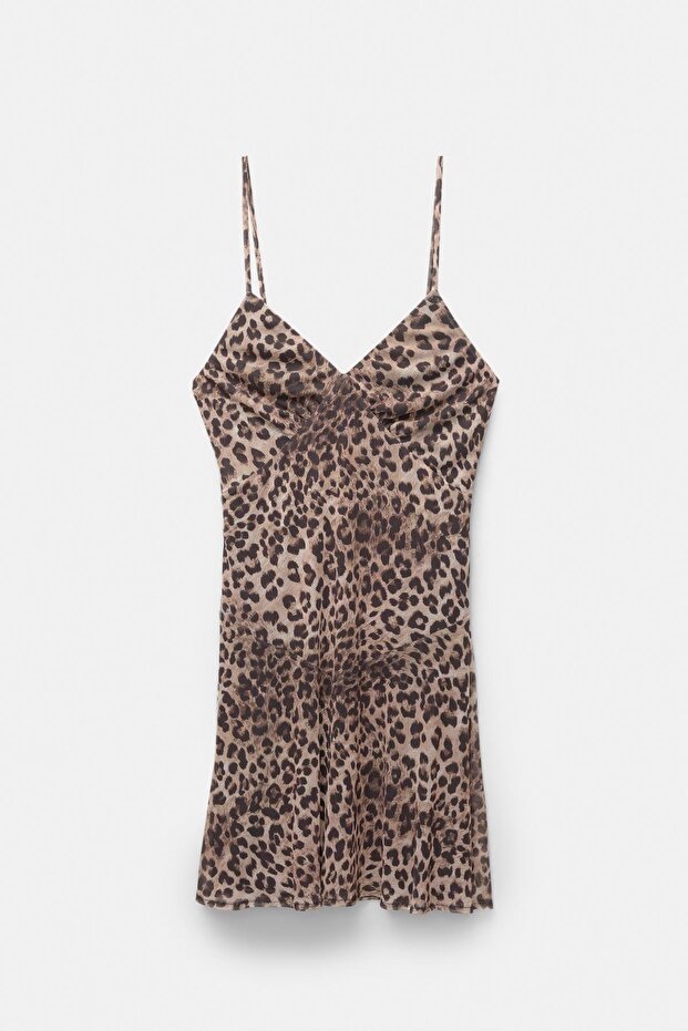 Baskılı kısa elbise - 5