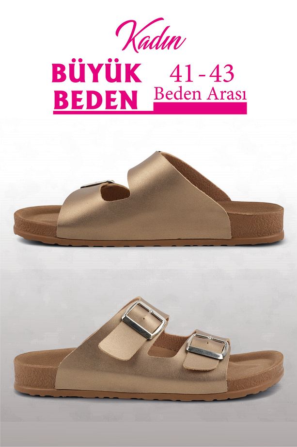 Gold Renk Anatomik Taban Kadın Terlik (Büyük Beden 41-43) - 2