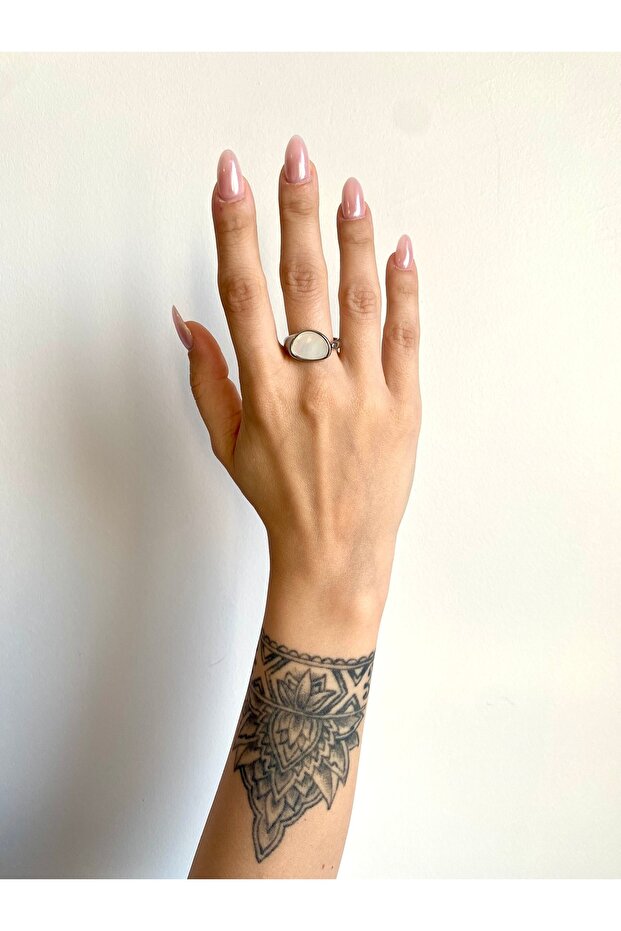 White Stone Ring Silver Size 8