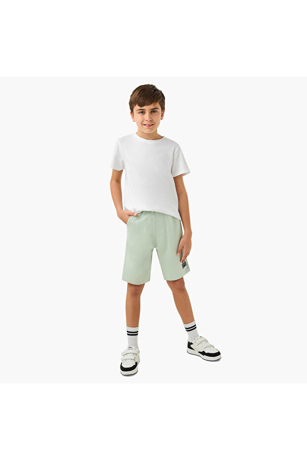 Solid Shorts with Drawstring Closure and Pockets - 2