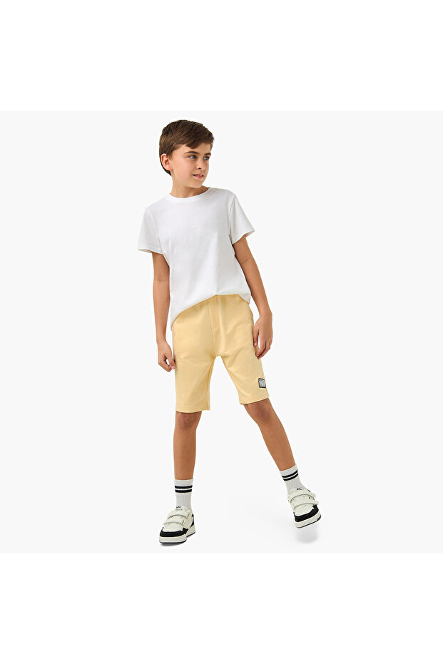 Solid Shorts with Drawstring Closure and Pockets - 2