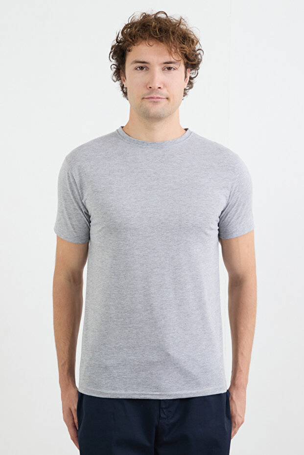 Basic Bisiklet Yaka Tişört - 6