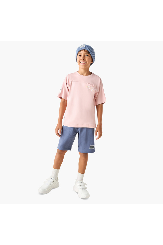 Solid Shorts with Drawstring Closure and Pockets - 2