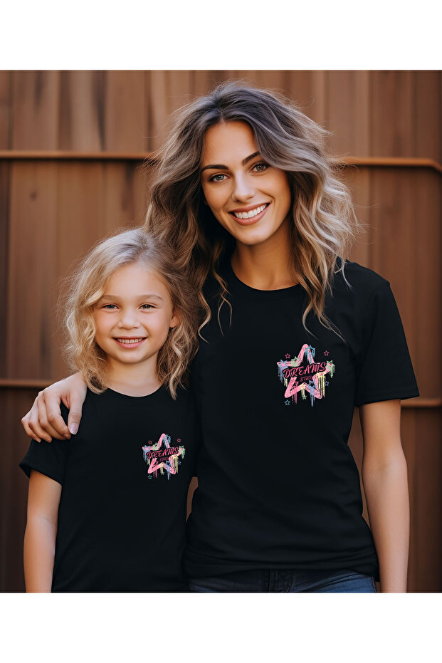 Dreams Star Printed Mother-Daughter Combination T-Shirt (Single Product, Add 2 Pieces to the Cart for Combination)