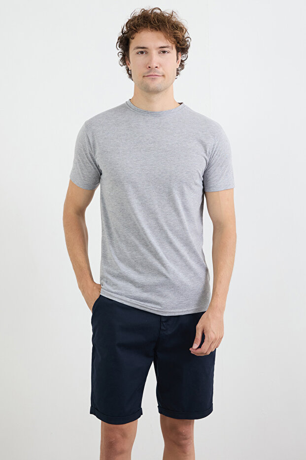 Basic Bisiklet Yaka Tişört - 2