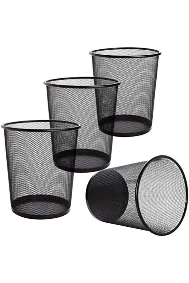 4 Pack Trash Can Mesh Round Open Top Wastebasket - 2.5 Gallon Recycling Bins Garbage Waste Baskets f - 1