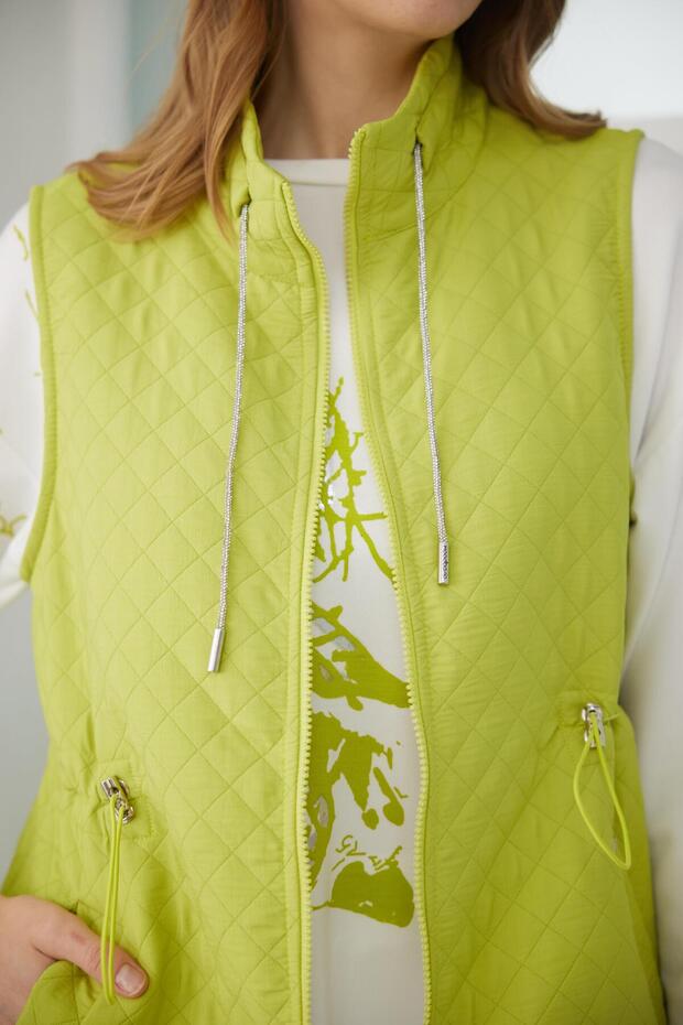 Çıt Çıt Detaylı Kapitone Yelek - Lime - 5