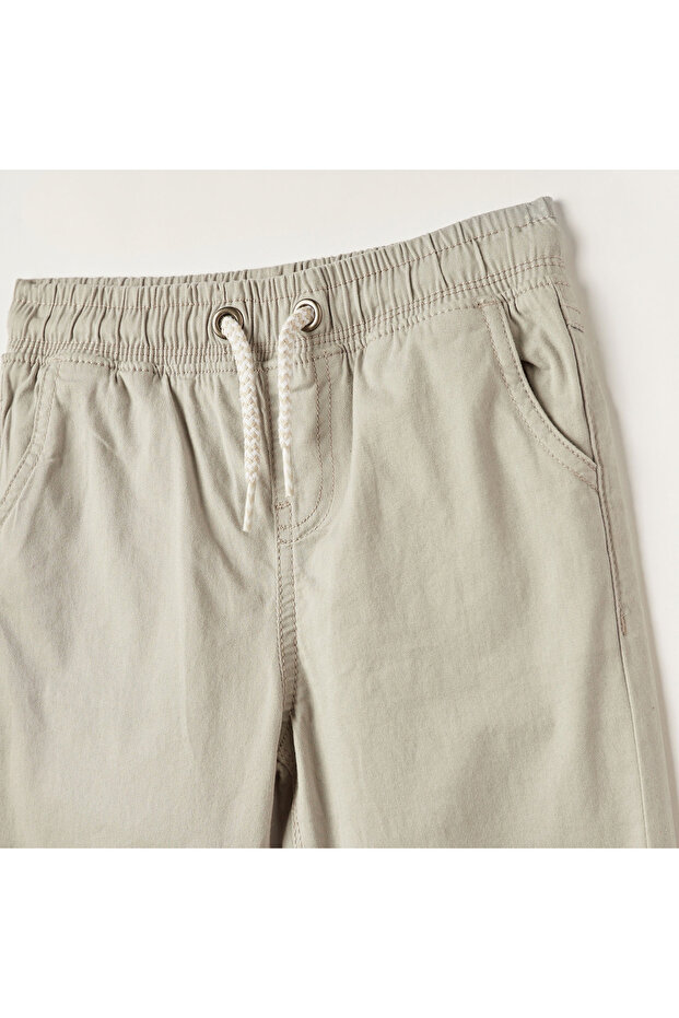 Solid Pants with Drawstring Closure and Pockets - 2