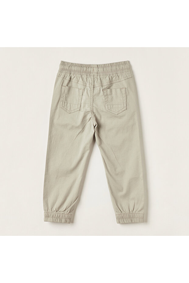 Solid Pants with Drawstring Closure and Pockets - 4