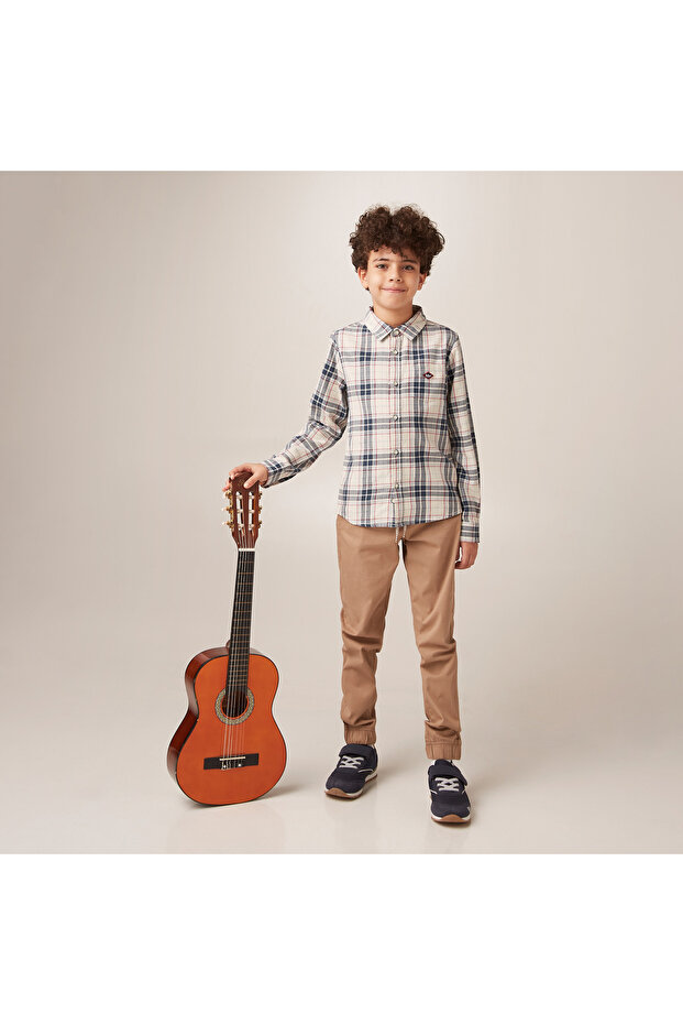 بنطلون سادة مع رباط للإغلاق - 2