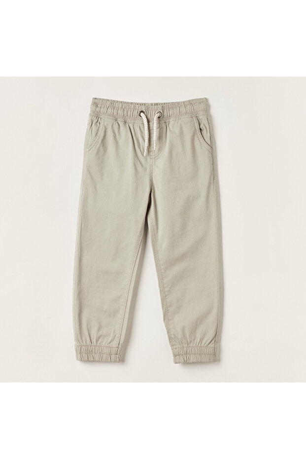 Solid Pants with Drawstring Closure and Pockets - 1