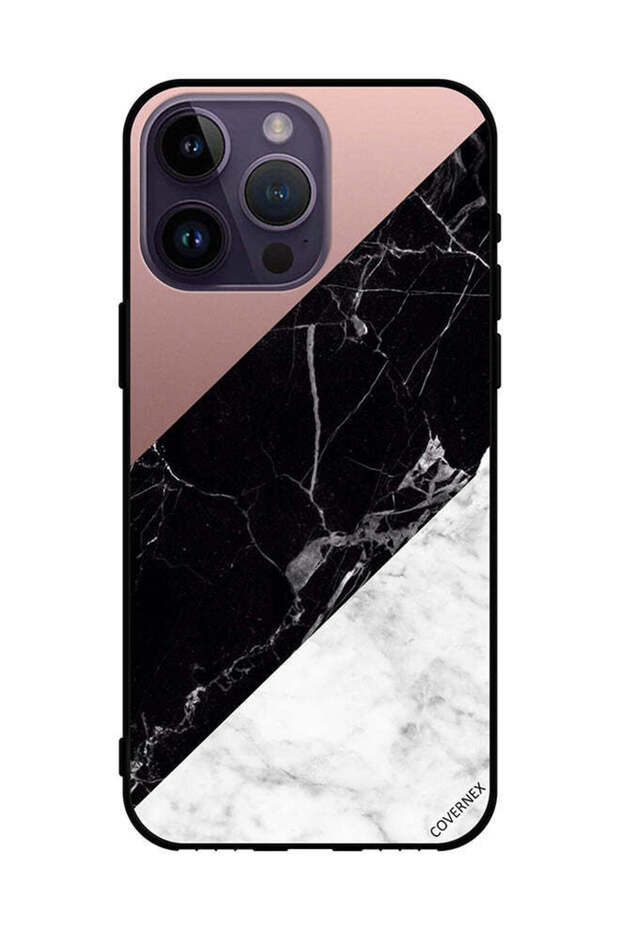 غطاء حماية لهاتف Apple iPhone 14 Pro Max بنمط مزيج من الرخام والبسيط - 1