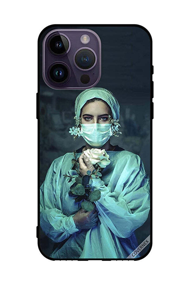 غطاء حماية لهاتف Apple iPhone 14 Pro Max ممرضة تحمل زهرة