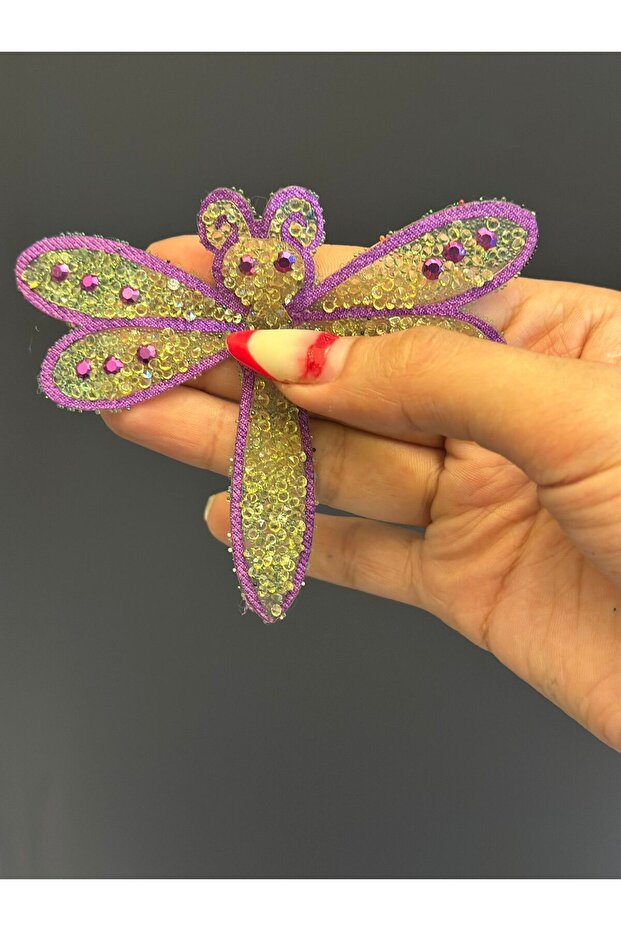 10X8 cm Iron-On Stone Dragonfly Arma Green