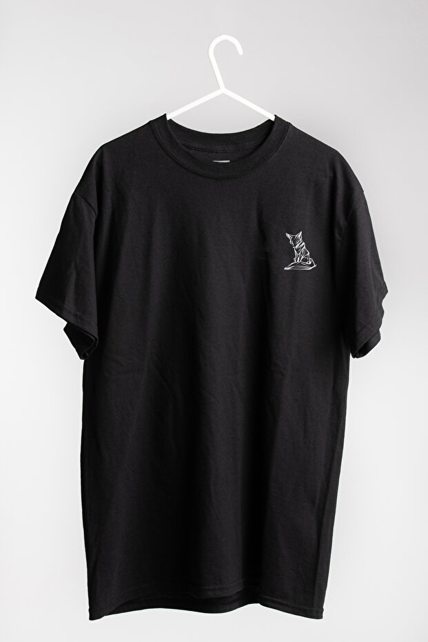 Minimalist Fox Special Design Printed 100% Cotton Crew Neck Black-White T-Shirt