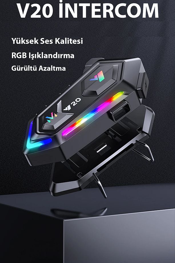 V20 Intercom Motosiklet Kask İçi Bluetooth Kulaklık Kablosuz Gürültü Engelleme, ANC Uzun Pil Ömrü - 1
