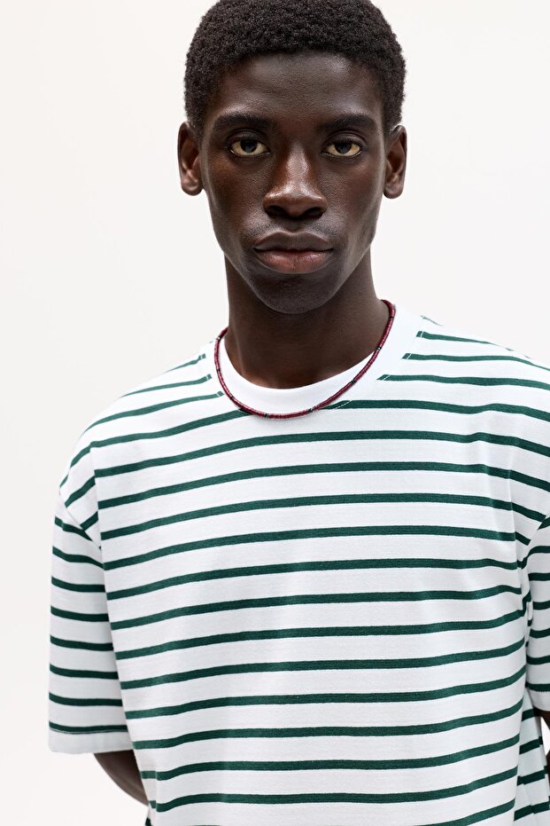 Çizgili kısa kollu tişört - 4