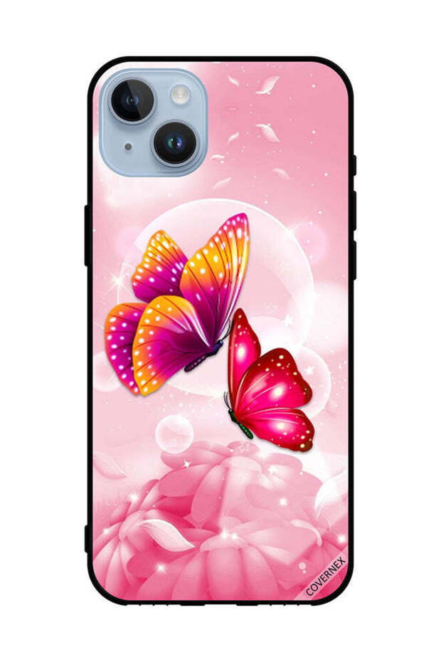 غطاء حماية لهاتف Apple iPhone 14 Plus برسومات فراشات لطيفة