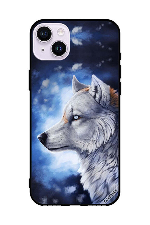 غطاء حماية لجهاز Apple iPhone 14 بتصميم رسم الذئب