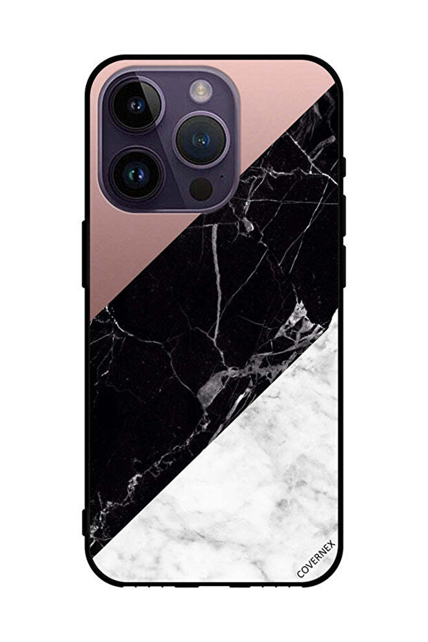 غطاء حماية لهاتف Apple iPhone 14 Pro بنمط مزيج من الرخام واللون العادي