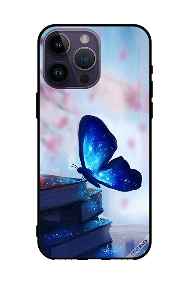 غطاء حماية لهاتف Apple iPhone 14 Pro Max فراشة على الكتب