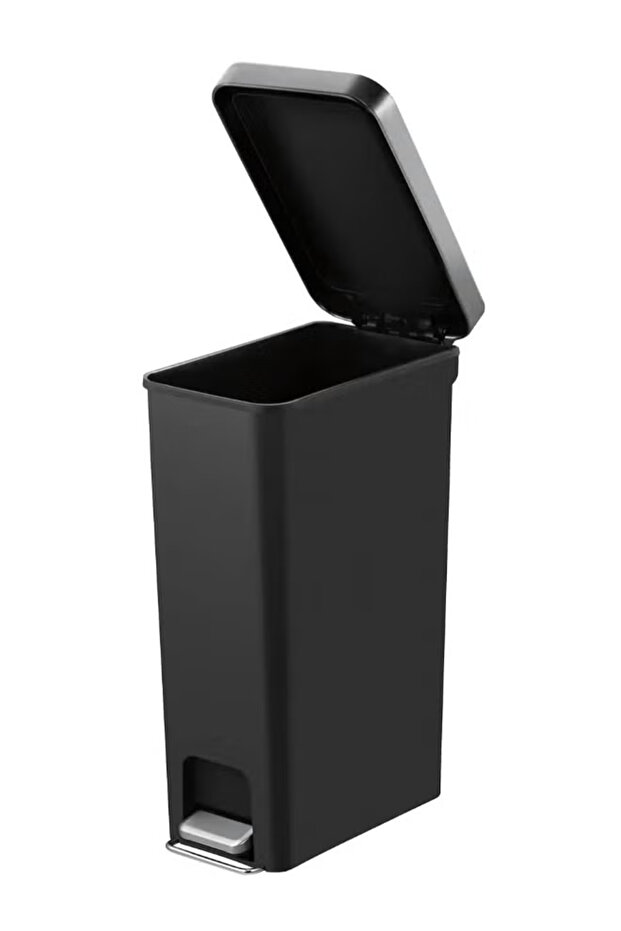HANA SLIM 40L Step Trash Can – Matte Black, Soft-Close Lid, Fingerprint-Resistant, Narrow Pedal Bin