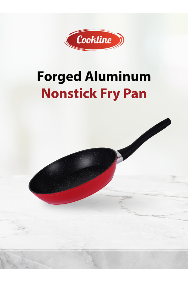 Forged Aluminum Nonstick Fry Pan with Induction Bottom , 28cm, With Red Exterior
