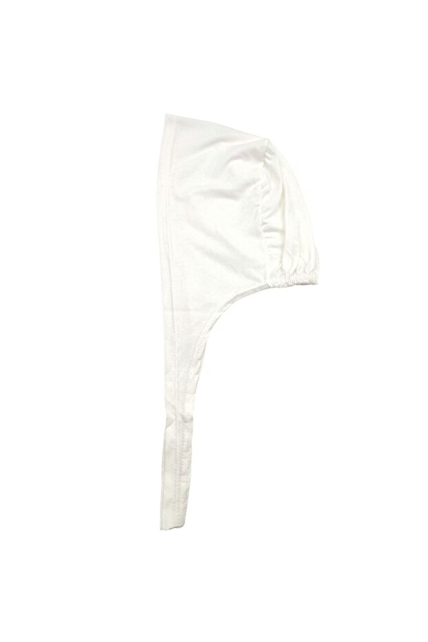 Women's Off-White Stitched Combed Cotton Bonnet Scarf Shawl Hijab Bonnet