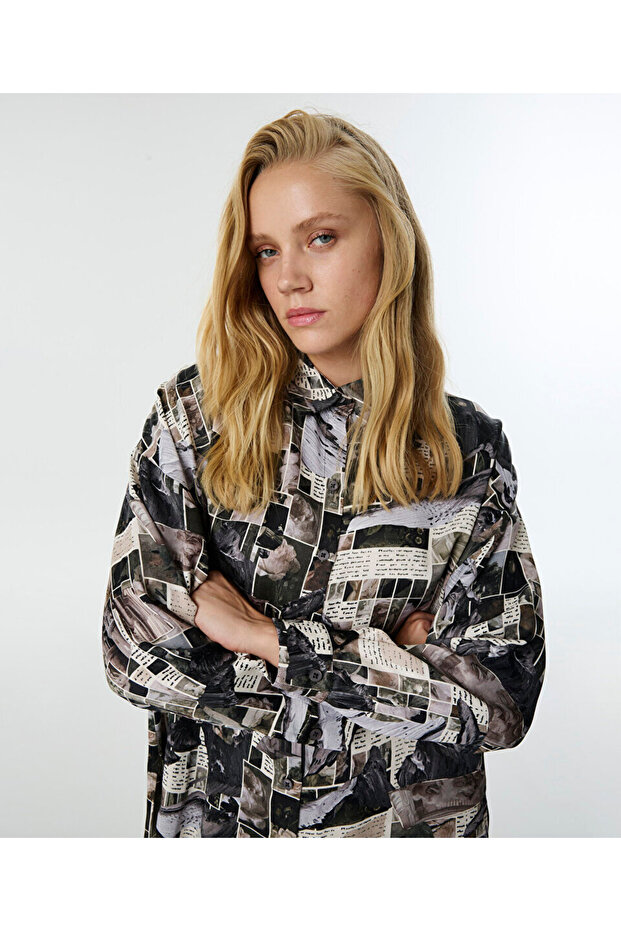 GÖRSEL BASKILI OVERSIZE GÖMLEK - 2