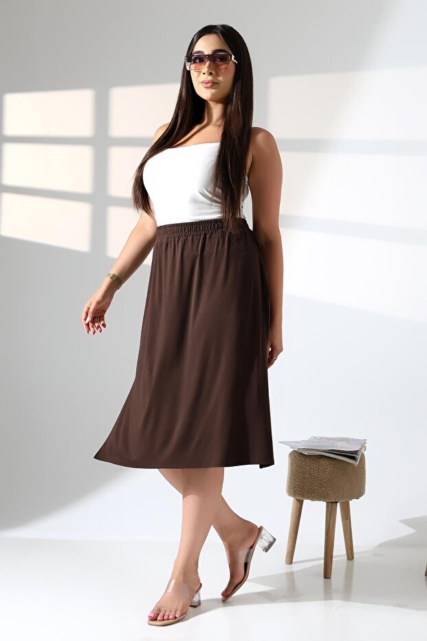 Coffee Side Slit Skirt - 4