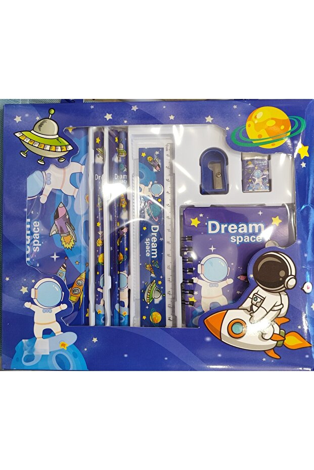 Stationery Set (Pencil, Metal Pen Holder, Pencil Sharpener, Eraser, Notepad, Ruler) AD10010