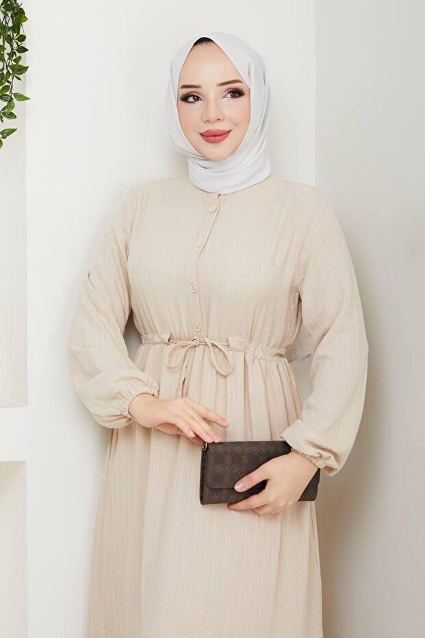 ROCHIE DE DAMA TESUTĂ LUNGĂ BEJ STONE - 3