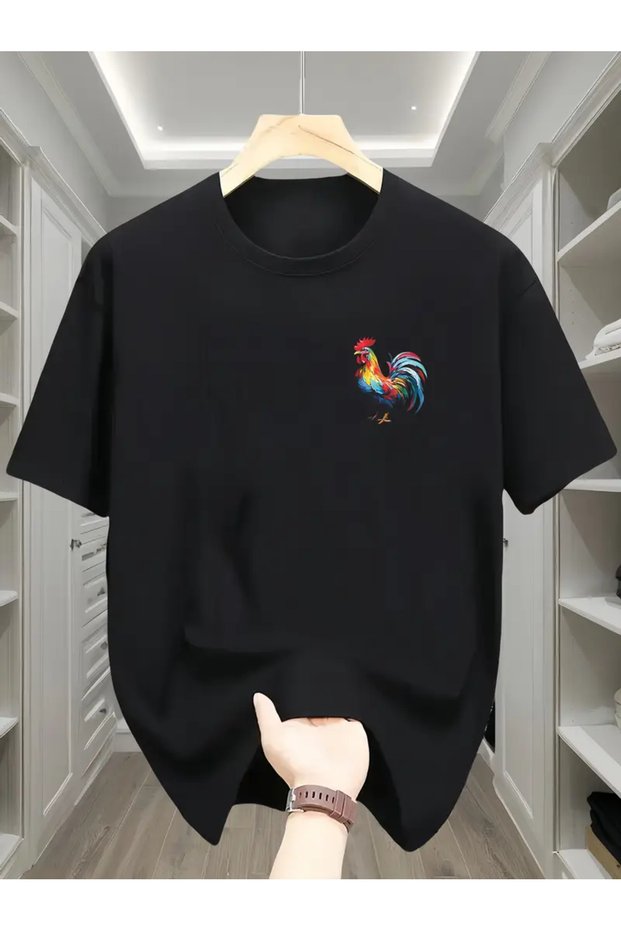 Unisex Rooster Oversize Crew Neck T-Shirt