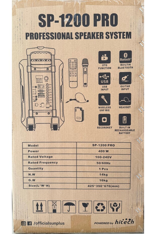 SP-1200 PRO BLUETOOTH PROFFESSIONAL SPEAKER SYSTEM 400W - 4