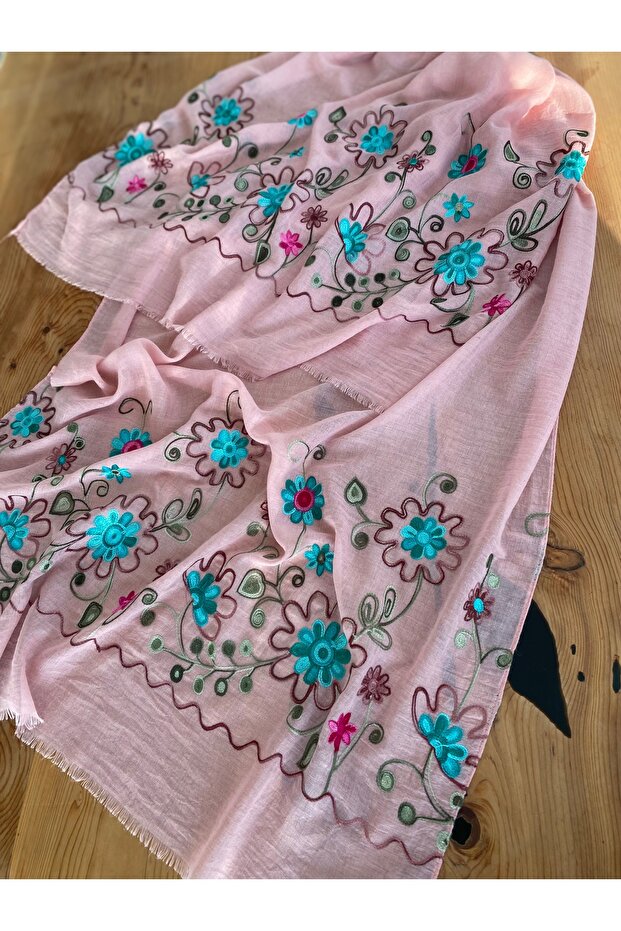 Pink Floral Natural Imported Shawl 1606096
