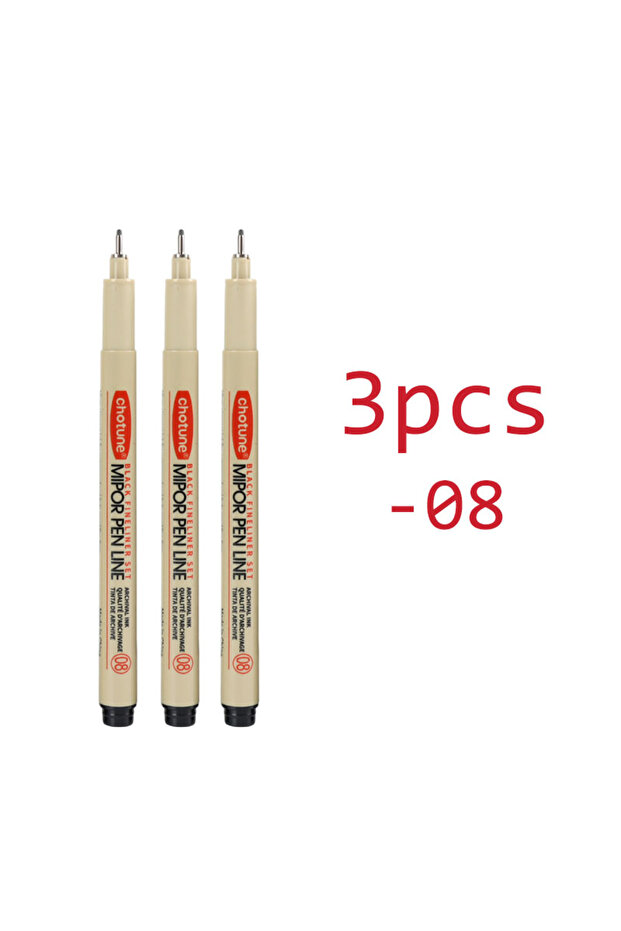 08-3pcs Art Manga Outlining Pen Pigment Liner Micron Pen Marker set Hook Line Needle Pen for Sketch