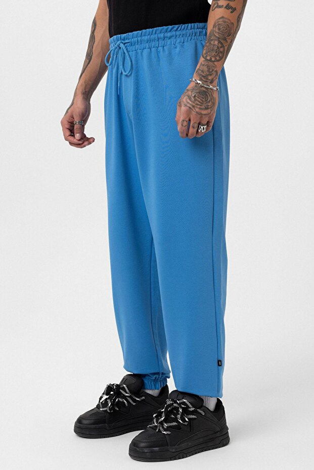 Paça Lastikli Basic Oversize Eşofman Takımı Mavi - 4