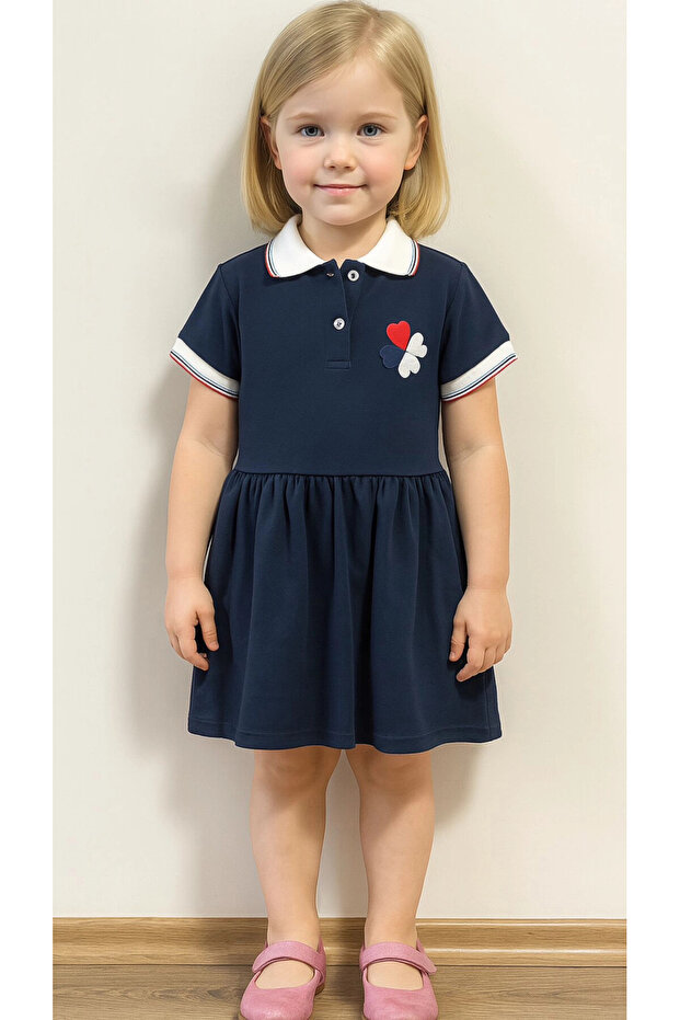 Heart Clover Embroidered Pique Dress 50773