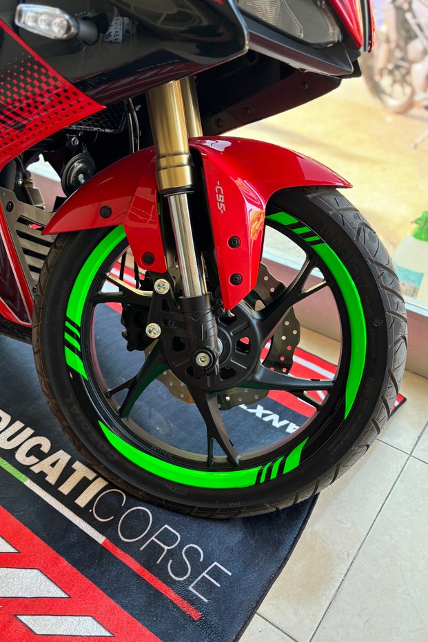 Neon Green Rim Strip Compatible with All Motorcycles for Motorcycle 17 Inch Wheel Assembly (12 Pieces)