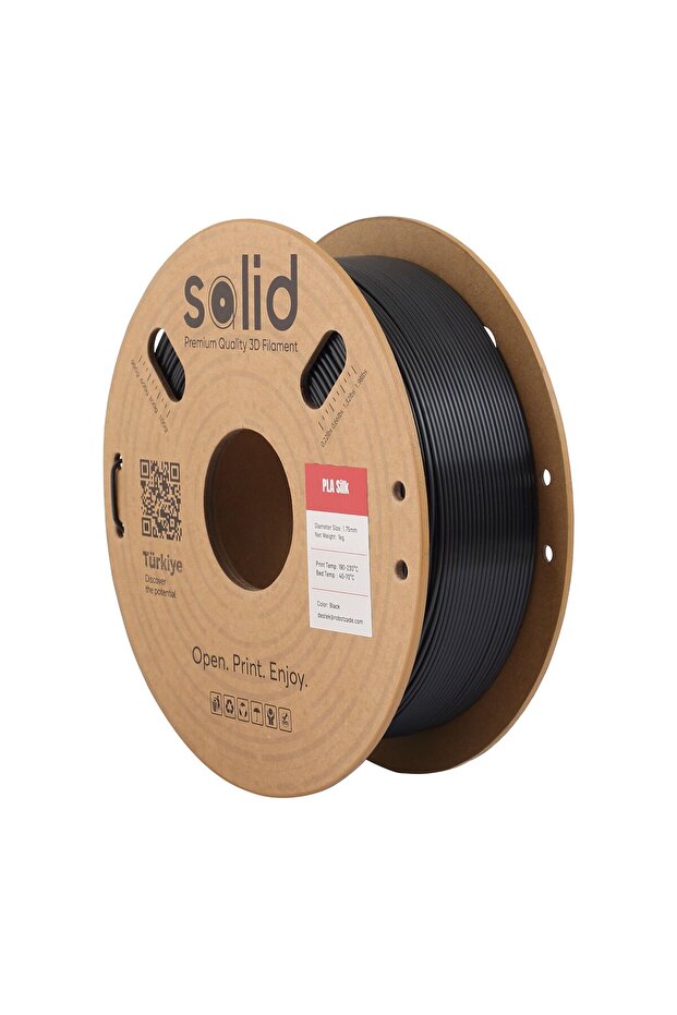 Solid Siyah Silk PLA Filament 1.75mm - 1Kg - 1