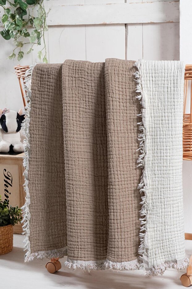 Dream Filled Muslin Baby Blanket Brown