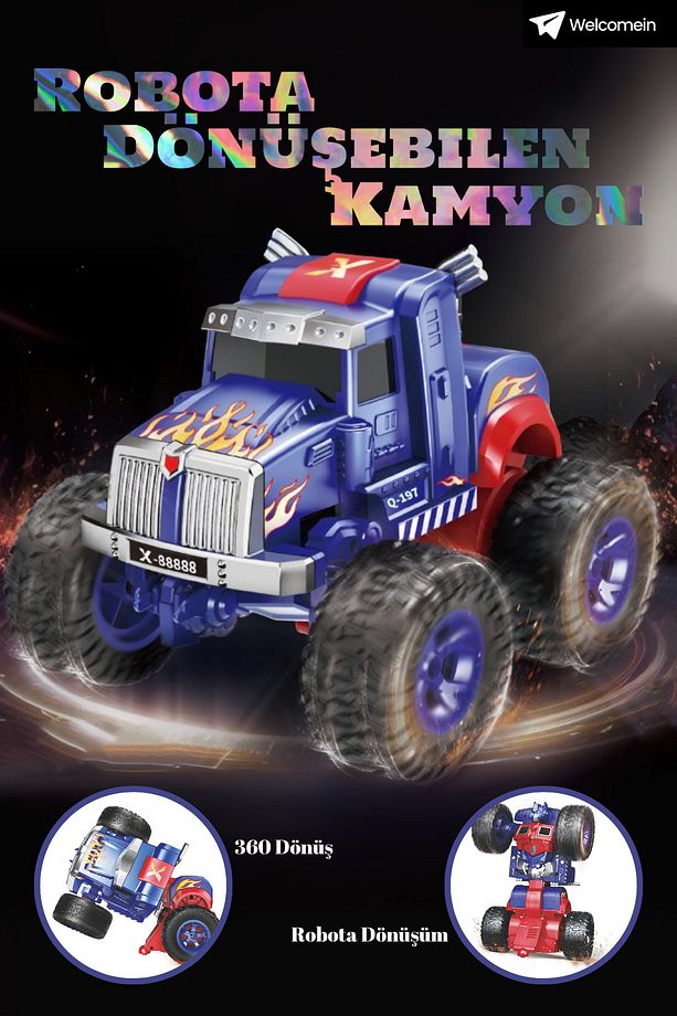 360° Dönebilen Akrobat Robot Araba Uzaktan Kumandalı Dönüşen Transformers Bumblebee Optimus - 1