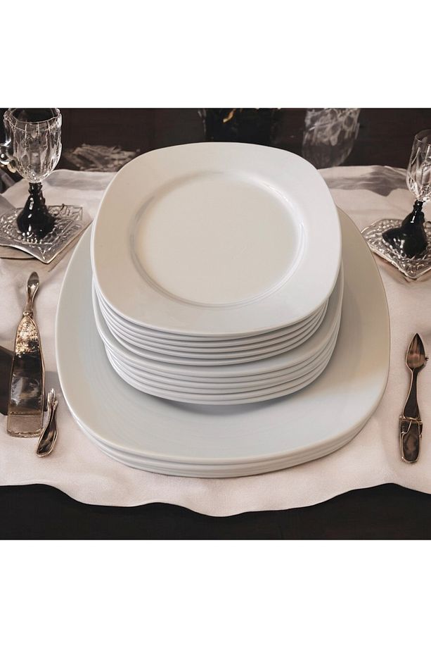 Porselen Değildir Kare Tabak Yemek Takımı Kırılmaya Dayanıklı Porelin Yemek Salata Tatlı Tabağı - 3