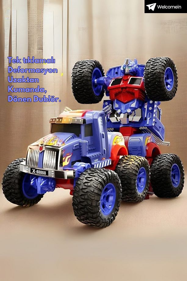 360° Dönebilen Akrobat Robot Araba Uzaktan Kumandalı Dönüşen Transformers Bumblebee Optimus - 4