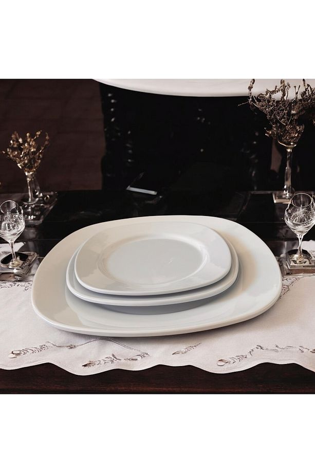 Porselen Değildir Kare Tabak Yemek Takımı Kırılmaya Dayanıklı Porelin Yemek Salata Tatlı Tabağı - 4