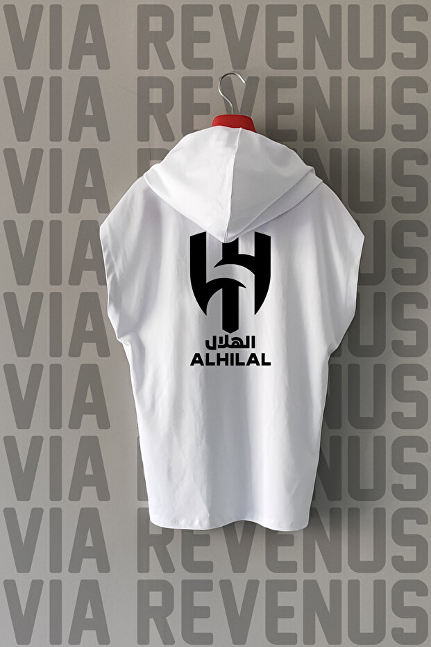 Al Hilal Front and Back Printed Zero Sleeve Hooded 100% Cotton Sports Tshirt