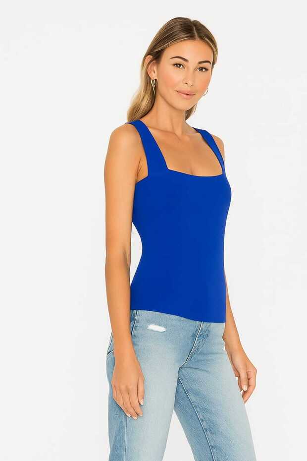 Women's Red Thick Strap Jersey Blouse