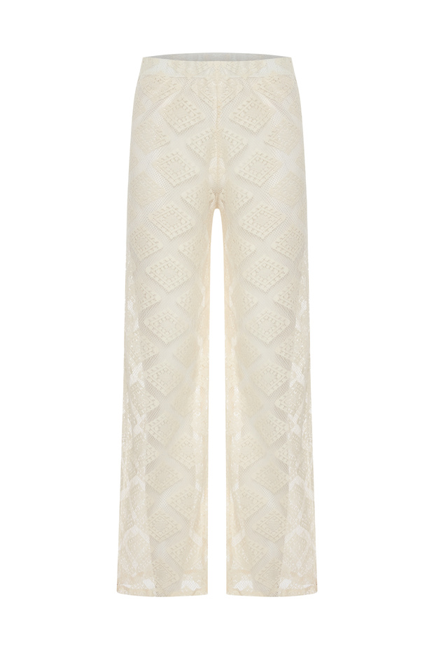 Ecru Cotton Lace Trousers