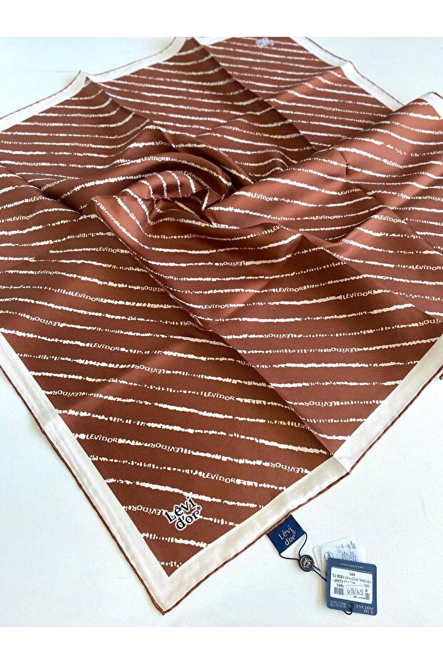 Tivil Pure Silk Scarf 49369 Tan Mixed Pattern